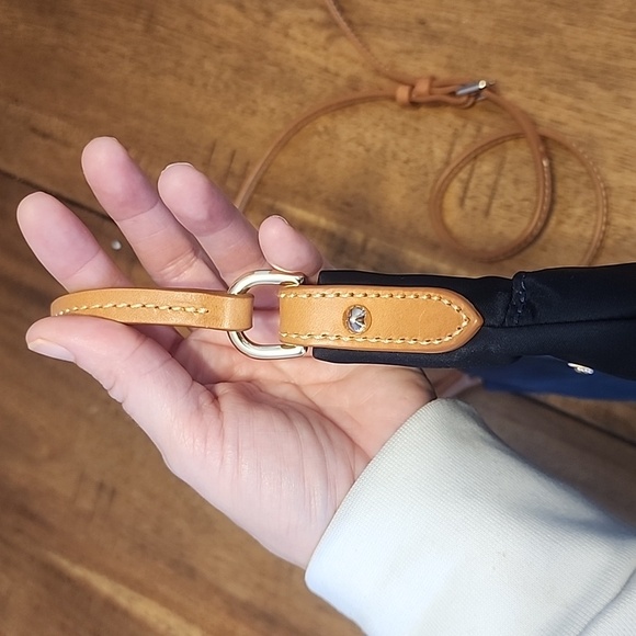 Dooney & Bourke Navy Messenger Bag with Logo and Textured Fabric - Picture 16 of 16